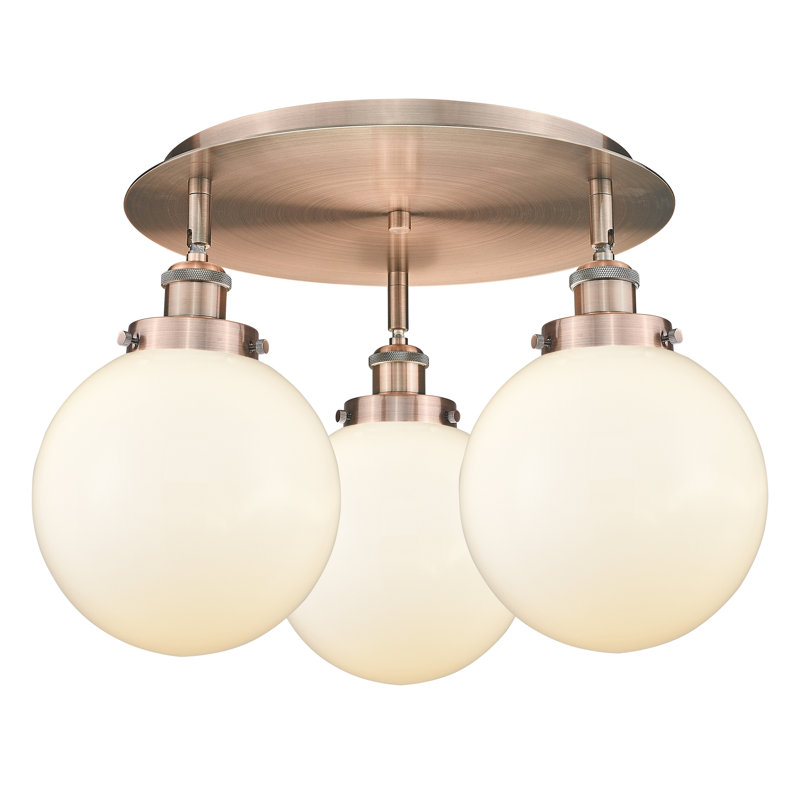 Plafonnier semi-encastré en verre Alvi, Cuivre antique, Blanc mat
