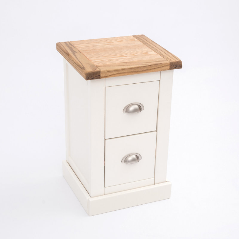 35cm W Plywood / Laminate Board Bedside Table, Chrome Cup, White
