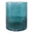 Decorative Round Hurricane Candle Holder with Frosted Bottom Style - Modern Glass Pillar Candlestick Holder for Tabletop Accent - Blue & Frost-1303393356