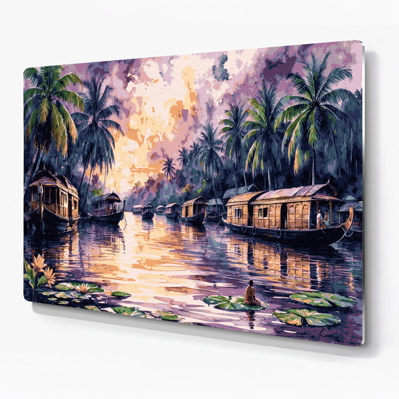 Art mural mauve avec villes, Kerala, Inde, H 144 po x l 216 po x P 0,05 po