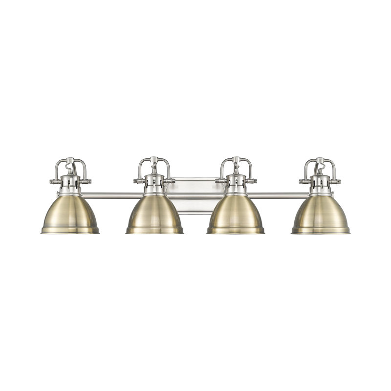Aged Brass and Chrome 4-Light Dimmable Vanity Fixture