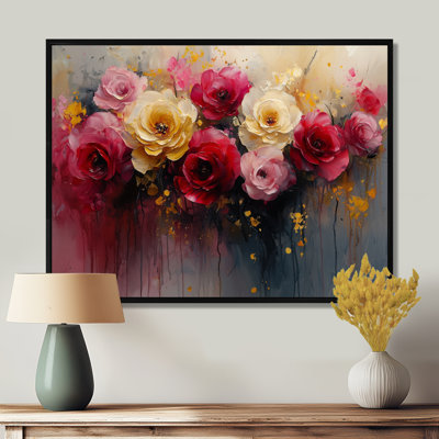 Vibrant Garden of Abstract Roses Elegance - Roses, art mural encadré