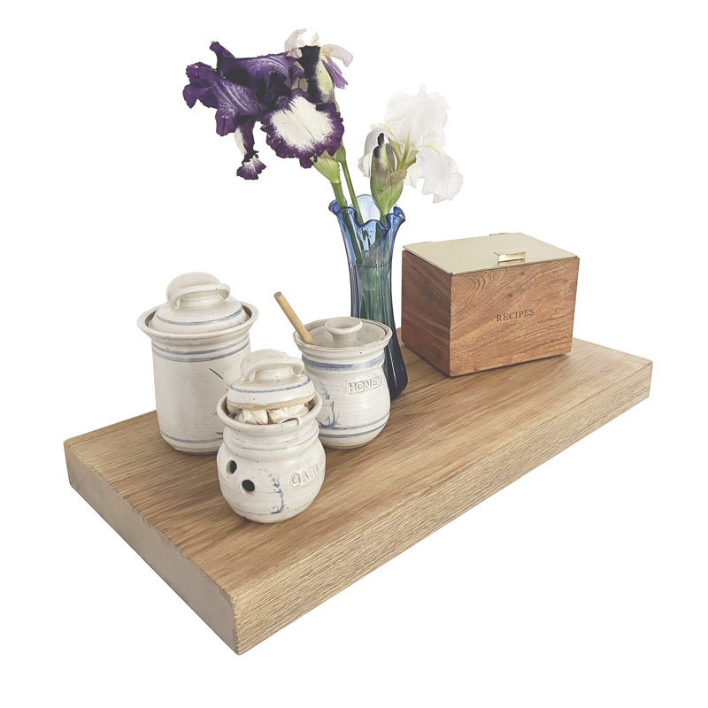Pine Floating Shelf, 2" H x 24" W x 12" D, Dark Brown