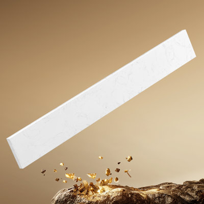 24 In. W Cultured Marble Vanity Backsplash Bathroom Countertop Splash Guard In Carrara White
