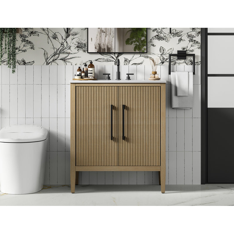 Meuble-lavabo simple 30 po, Lin chêne