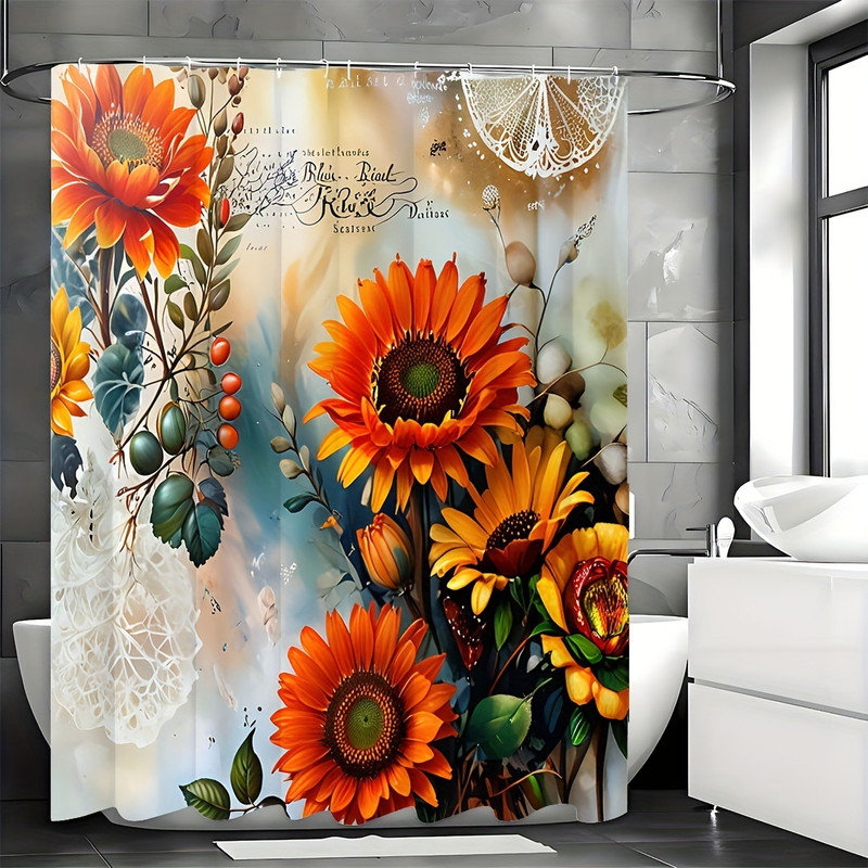 Shower Curtain with Hooks Included, 72"H x 72"W
