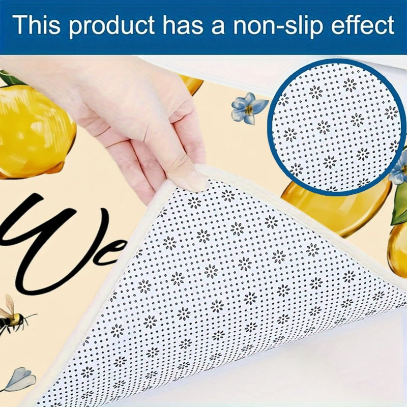 Tapis d'entrée pour la cuisine Lemon Bee Welcome, 2 pièces, jaune beige
