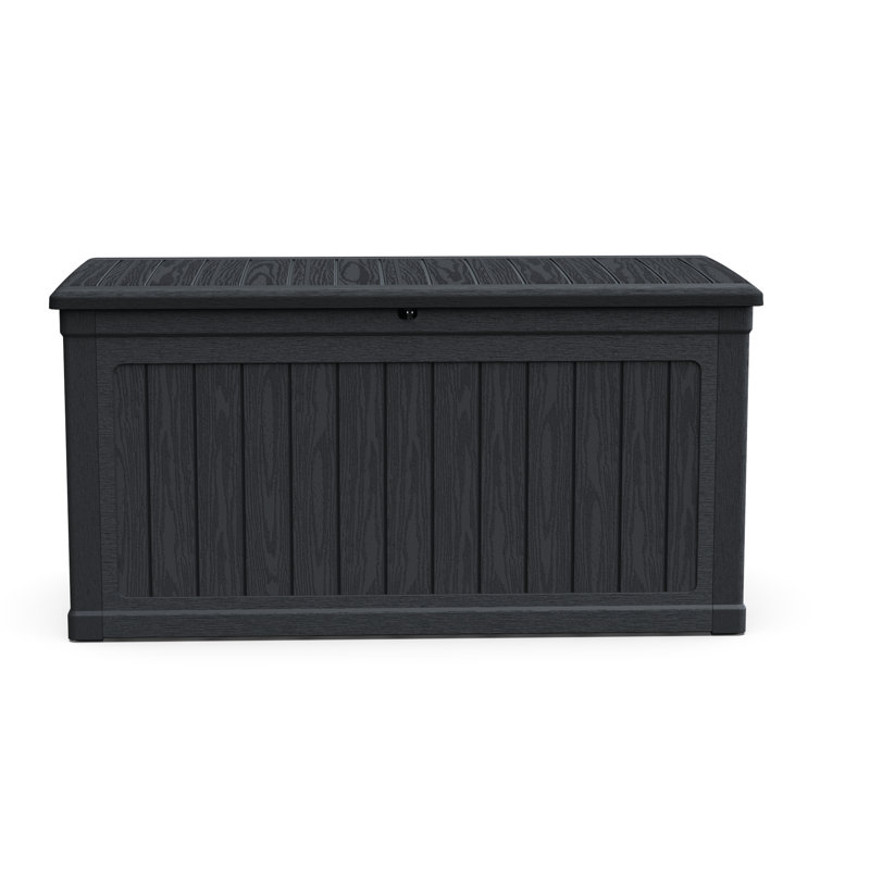 Coffre de terrasse Xxl d'une capacité de 230 gallons, résine imperméable et verrouillable noire, idéal pour ranger les outils de jardin et les coussins d'extérieur, conception à double paroi, durabilité accrue, système de levage facile, peut être utilisé