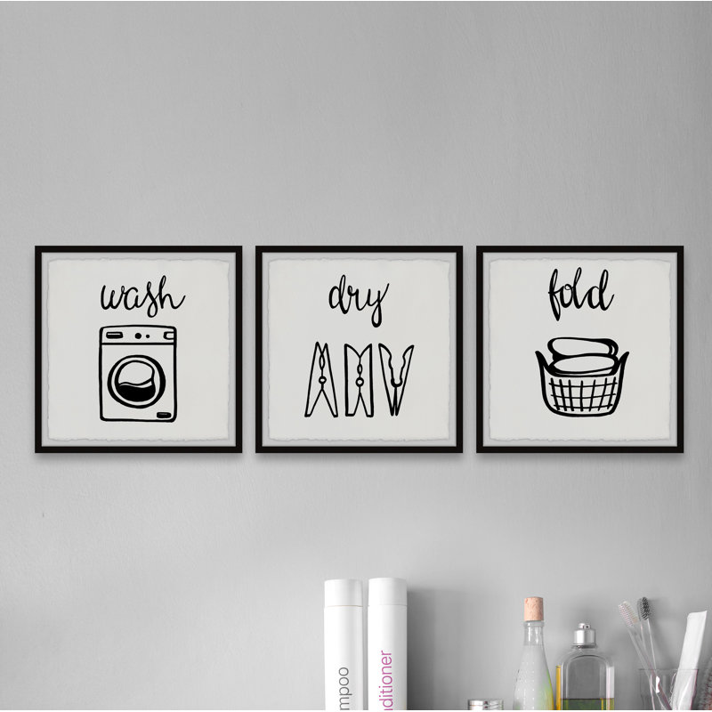 Do the Laundry 3 Piece Single Picture Frame Wall Art Set, 81cm H x 243cm W x 3.81cm D
