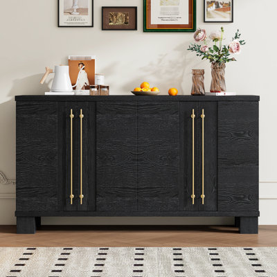 Sideboard With A Wide Tabletop And Black Contemporary Finish Large Capacity In For Home Organization