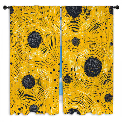Motif de rideaux de fenêtre à motif abstrait Mid-Century moderne - 2 panneaux