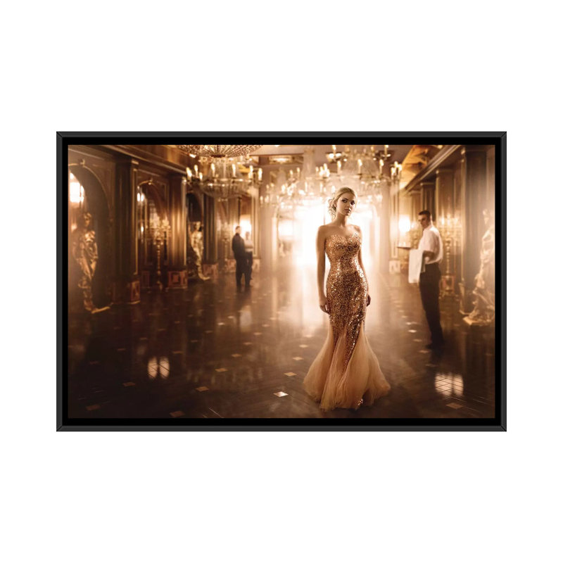 «Gold», impression sur toile, H 18 po x l 26 po x P 1,5 po, Pas de tapis, Toile avec cadre noir