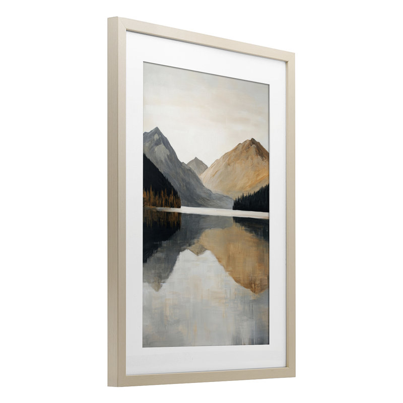 Terracotta Reflection Mountain Range, reproduction encadrée sous verre, design par Petal Prints Design, H 23 po x l 17 po