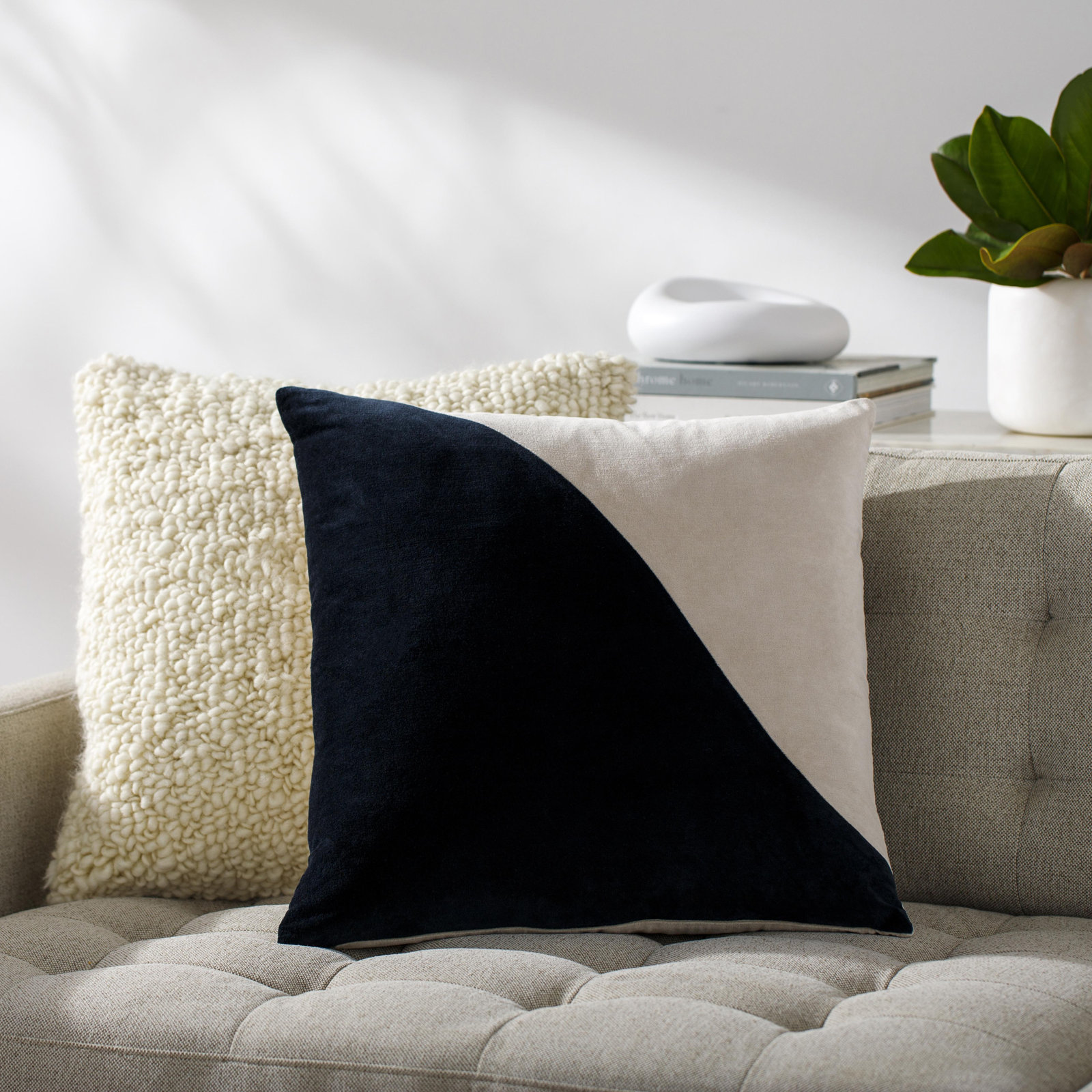 Denny Cotton Throw Pillow, 18"H x 18"W, Black, Polyester/Polyfill