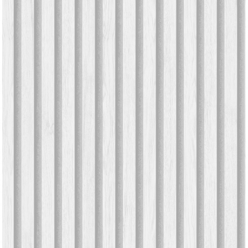 Millard White Wood Slats Wallpaper
