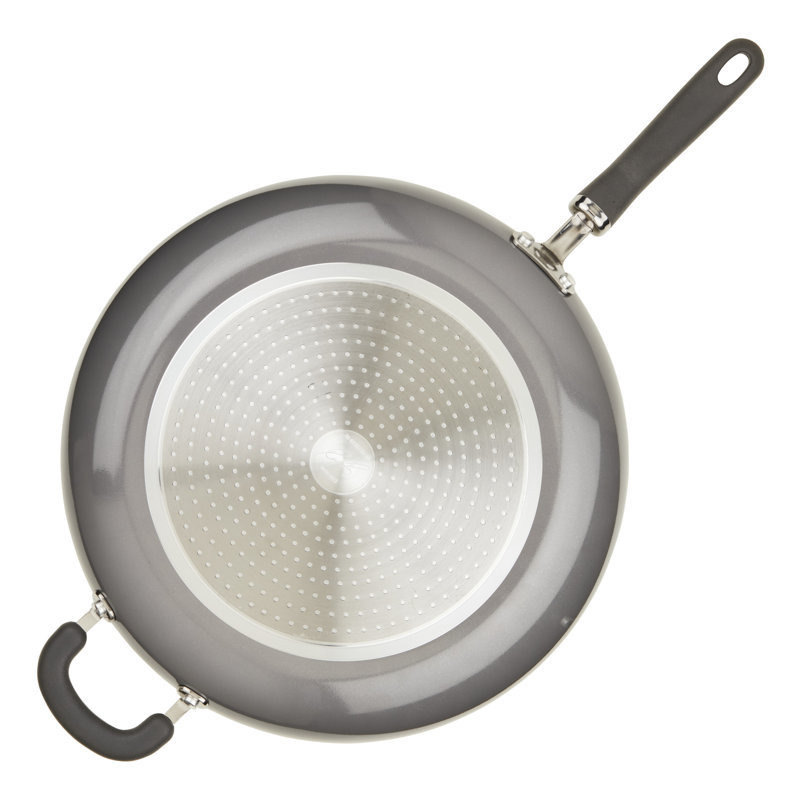 Gray Aluminum Nonstick Fry Pan with Helper Handle, 14.5 Inch