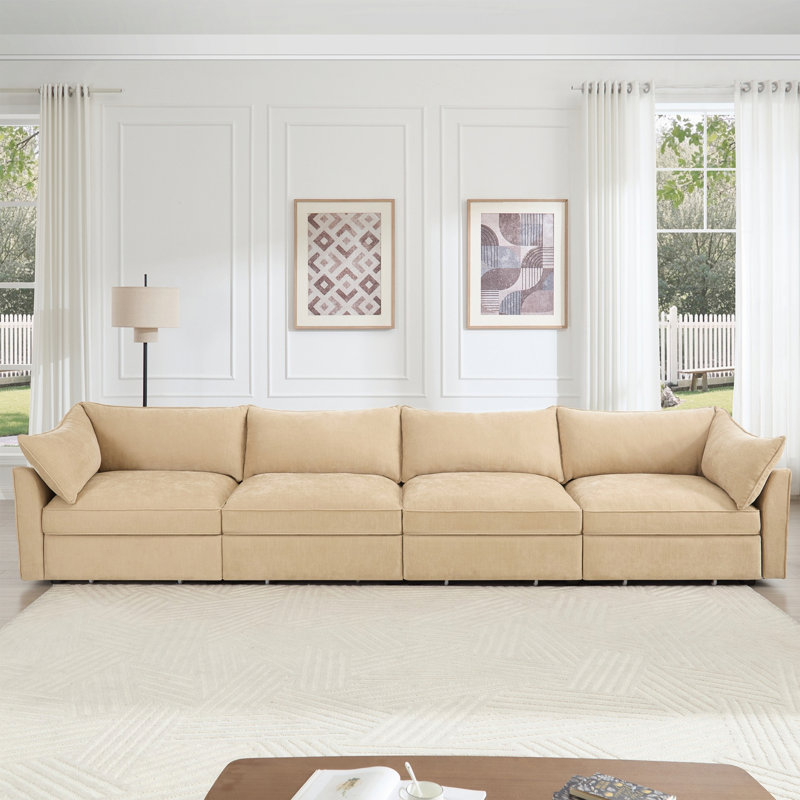 Canapé rembourré 4 places avec tiroirs de rangement pour l'intérieur, Blé