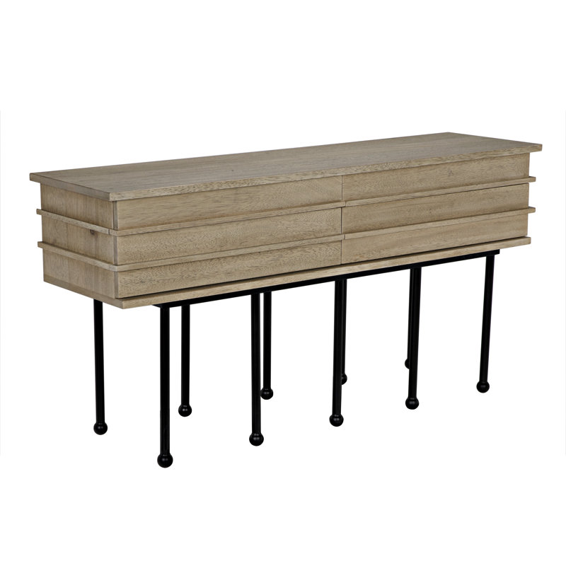 Oliver 60'' Solid Wood Top Console Table, Washed Walnut