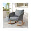 Chaise berçante en osier tissé avec cadre en bois et coussin en polyester-880884718-880884712