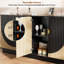 Buffet modulaire encastré de 63 po avec rangement, console de style Mid-Century moderne avec portes arquées symétriques