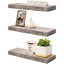 Sorbus 16" Long Floating Shelves with Invisible Mounting - Set of 3, Gray
