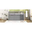 Lit mezzanine simple gris avec bureau portable et tablettes supplémentaires avec rangement, finition, structure en bois massif-1142042751-1142042750