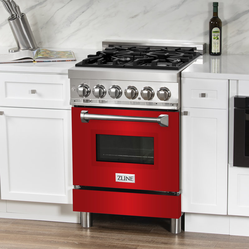 ZLINE 24" Legacy Dual Fuel Range w/ 4 Burner, Red Matte
