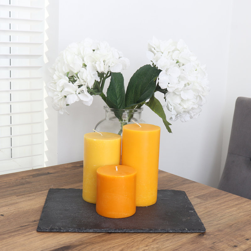 Unscented Scented Pillar Candle, Orange;Yellow