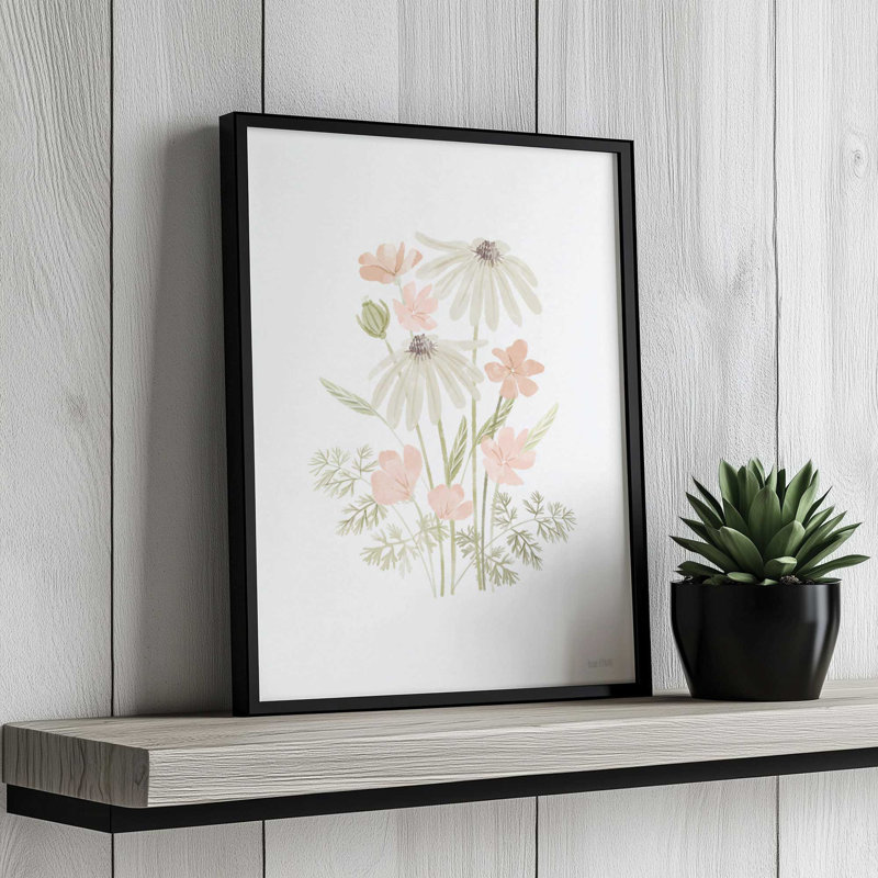 «Daisies in Bloom» par House Fenway, reproduction d'art, L 30 x H 40, Tanné, Framed Print