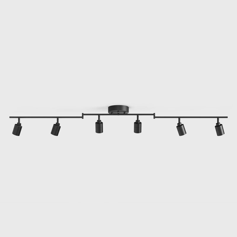 Plafonnier pivotant 6 lumières Shura avec têtes rotatives, DEL intégrée, pavillon encastré, 3000 K, 3000 lumens, Noir