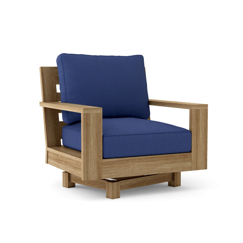 Ensemble de conversation d'extérieur 5 places avec coussins Madera Teak, Toile bleu marine Sunbrella®
