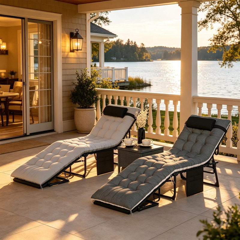 Chaises longues réglables pliantes pour la piscine, Black/Grey