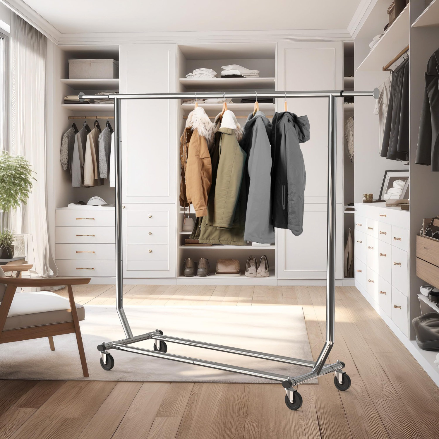 Rebrilliant Heavy Duty Clothing Garment Rack, Holds Up To 150 Lbs, 42 ...