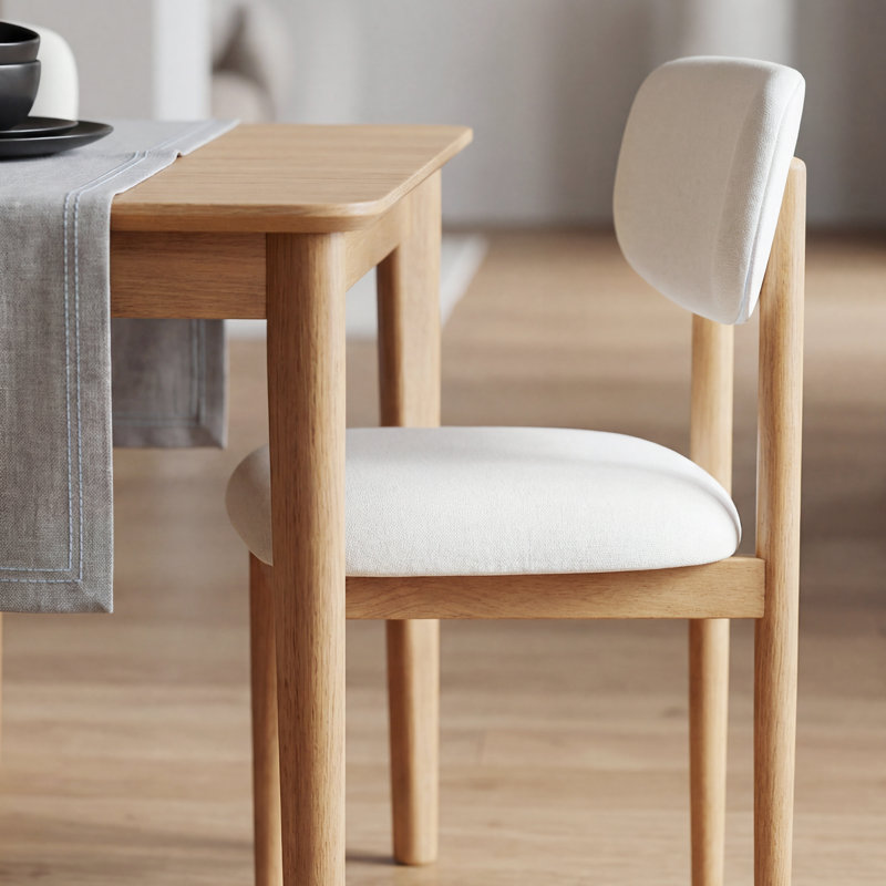 Ensemble de 2 chaises de salle à manger rembourrées en bois massif Rhoda, Blanc, Bois de chêne