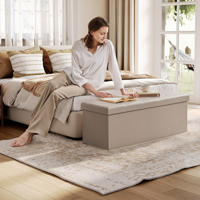Byrin Upholstered Storage Bench, Camel Brown