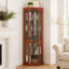 Vitrine d'angle en verre avec étagères réglables et fond miroir pour des solutions de rangement élégantes à la maison-1125764394