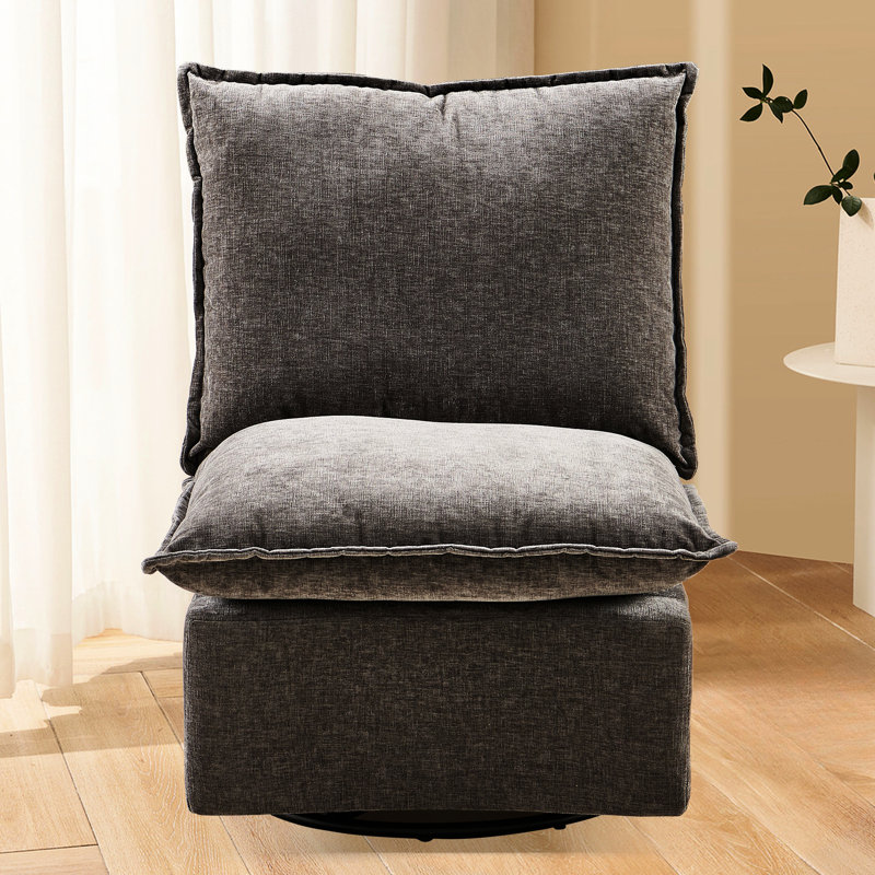 Confortable fauteuil pivotant en chenille gris foncé à 360 degrés pour différentes pièces gris avec fonction de confort