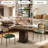 Mid Century Modern Faux Leather Upholstered Dining Side Chairs With Curved Rattan Back,Green-1655989499-1654886102