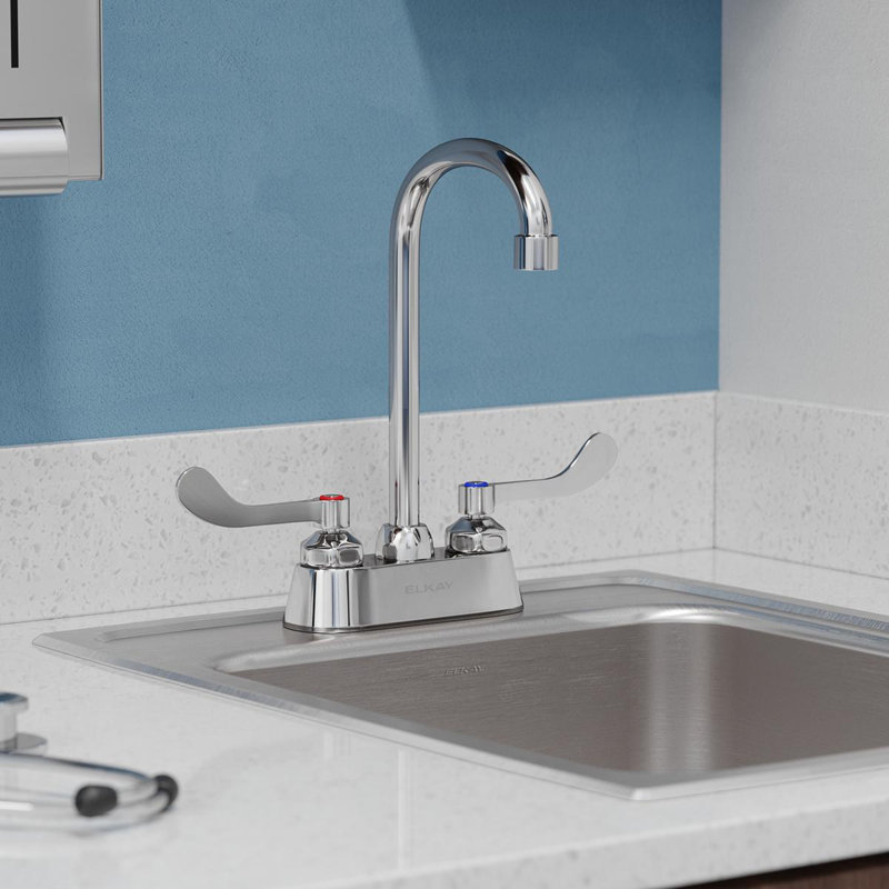Pull Down Double Handle Kitchen Faucet With Deck Plate And Handles