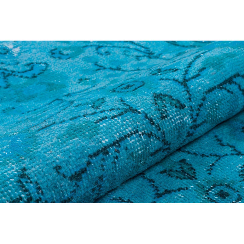 Tapis oriental bleu turc en laine noué à la main