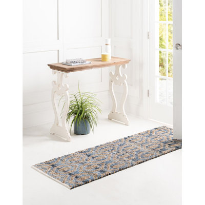 Tapis tressé Egge couleur ciel