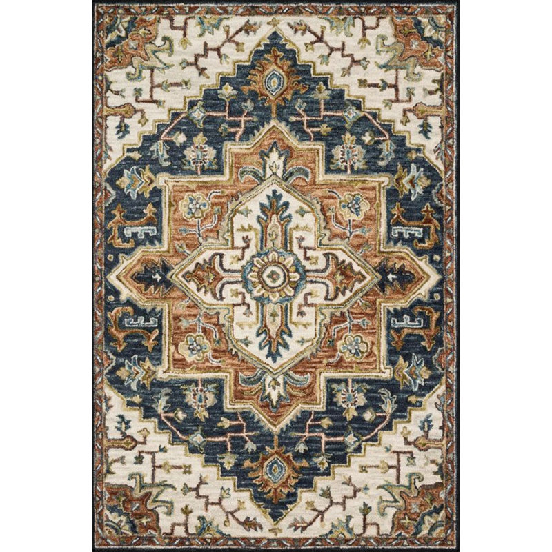 Tapis tissé avec motif géométrique traditionnel, Rectangle 2 pi 4 po x 4 pi