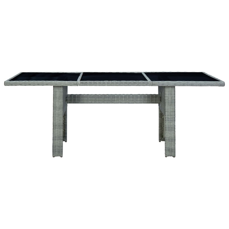 Promfret Rectangular Metal Outdoor Dining Table , 200cm cm W 100cm cm D, Light Grey/Black