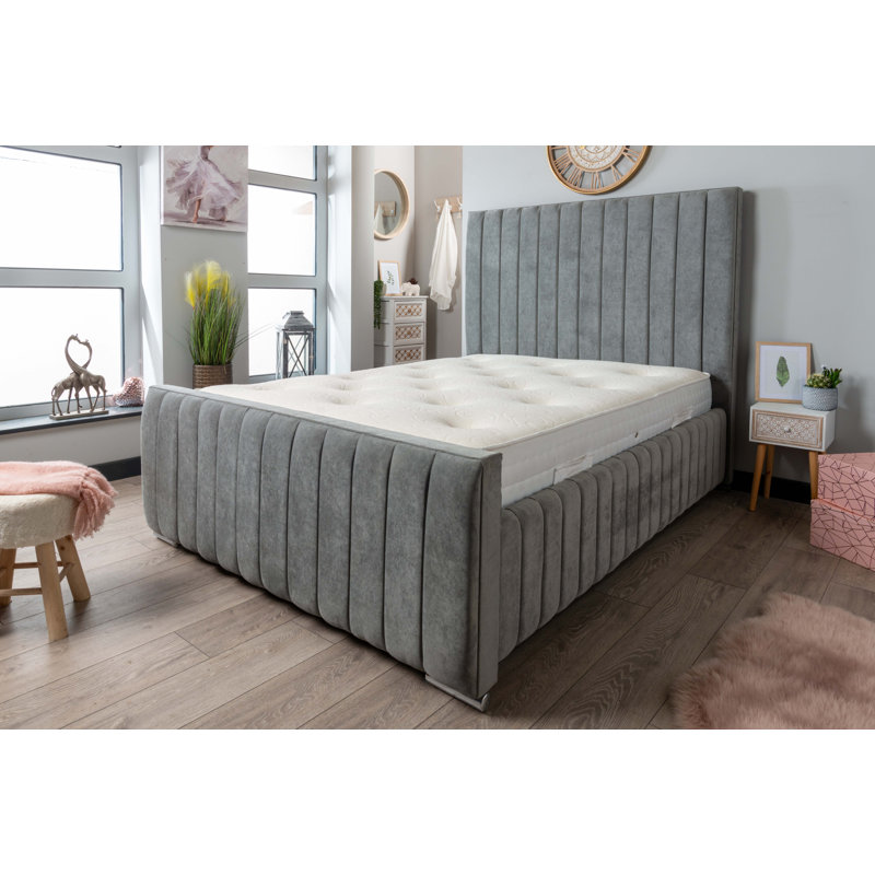 Aalysia Upholstered Ottoman Storage Bed, Grey, Double (4'6)