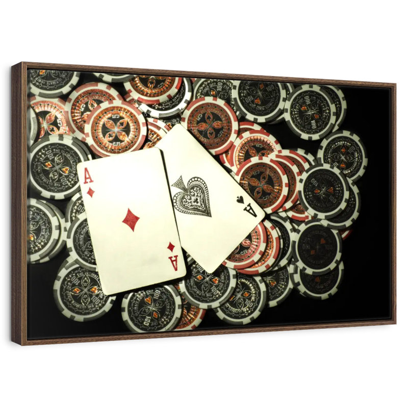 Poker Ace High, 19 po x 13 po, Cadre flottant noyer