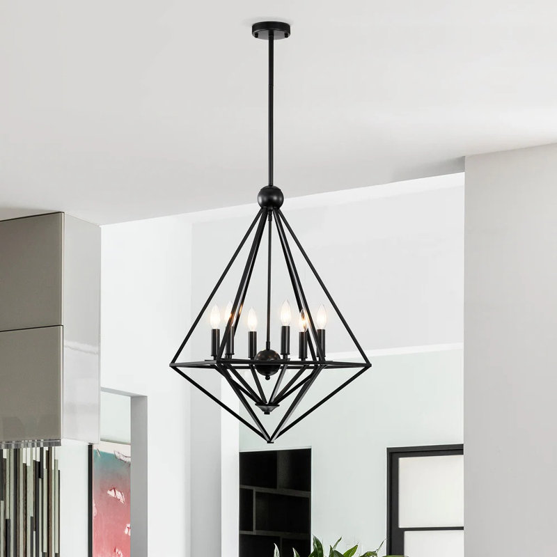 Lustre géométrique de style bougie à 6 lumières Renoir