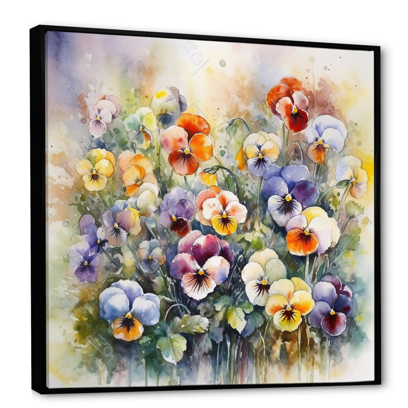 «Purple Blossoming Petunias III», reproduction d'art sur toile, H 30 po x l 30 po x P 1 po, Cadre flottant noir