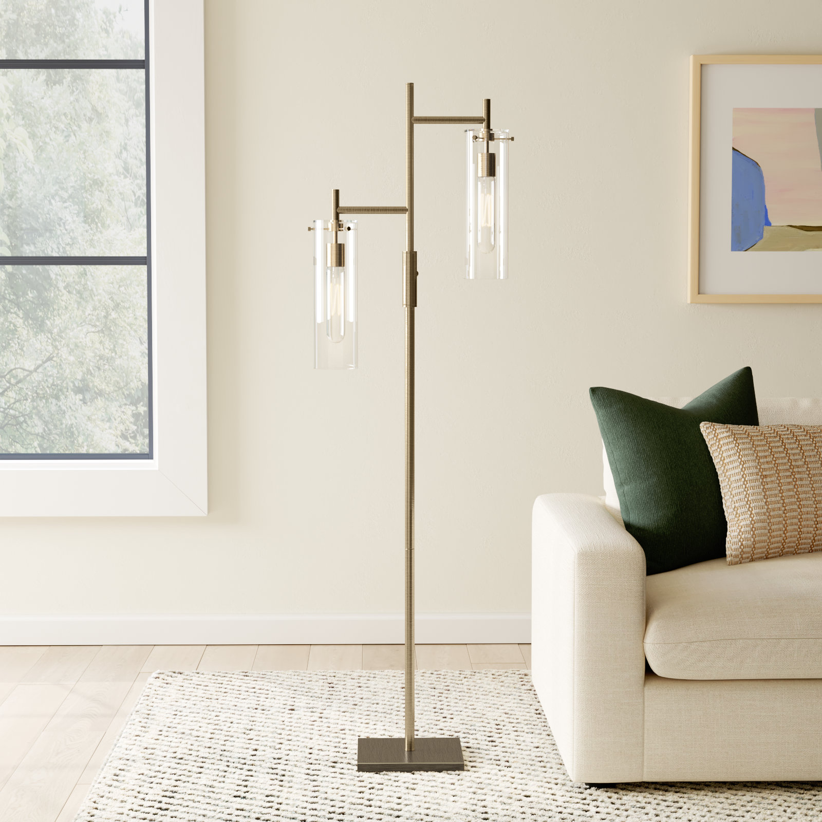 Gilbert 64.25'' Floor Lamp, Antique Brass