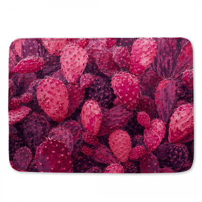 Pink Prickly Pear Cactus Bath Mat