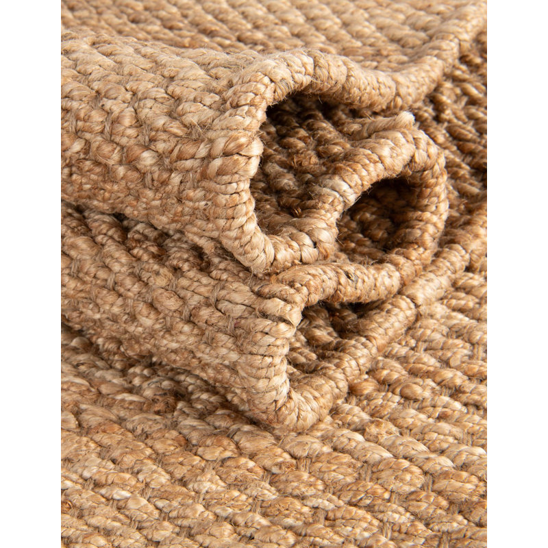 Tapis brun clair en jute / sisal tissé à la main Haleakal, Tan, Square 7'10"